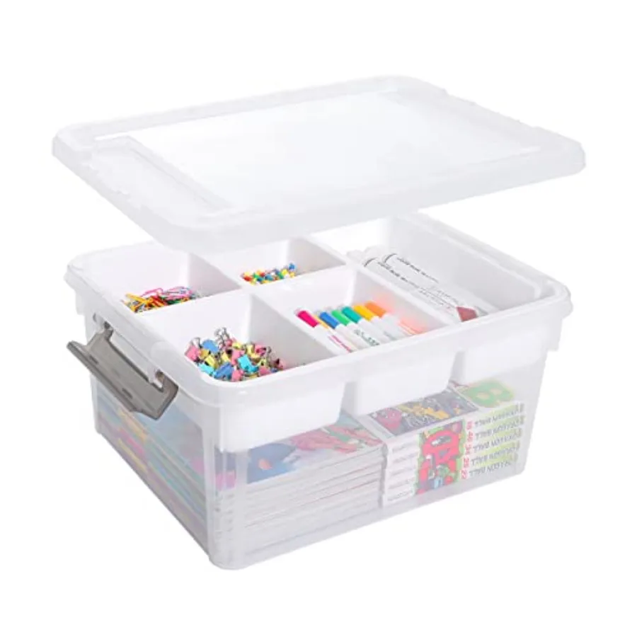 

17 QT Plastic Storage Box with Removable Tray Craft Organizers and Storage Clear Storage Container for Organizing Bead, Tool, S
