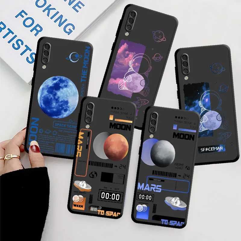 phone Cases for Samsung A55 A22 A14 5G case A12 A35 A54 A73 A70s A15 A24 4G funda Antiscratch cover Moon Star Space People Love