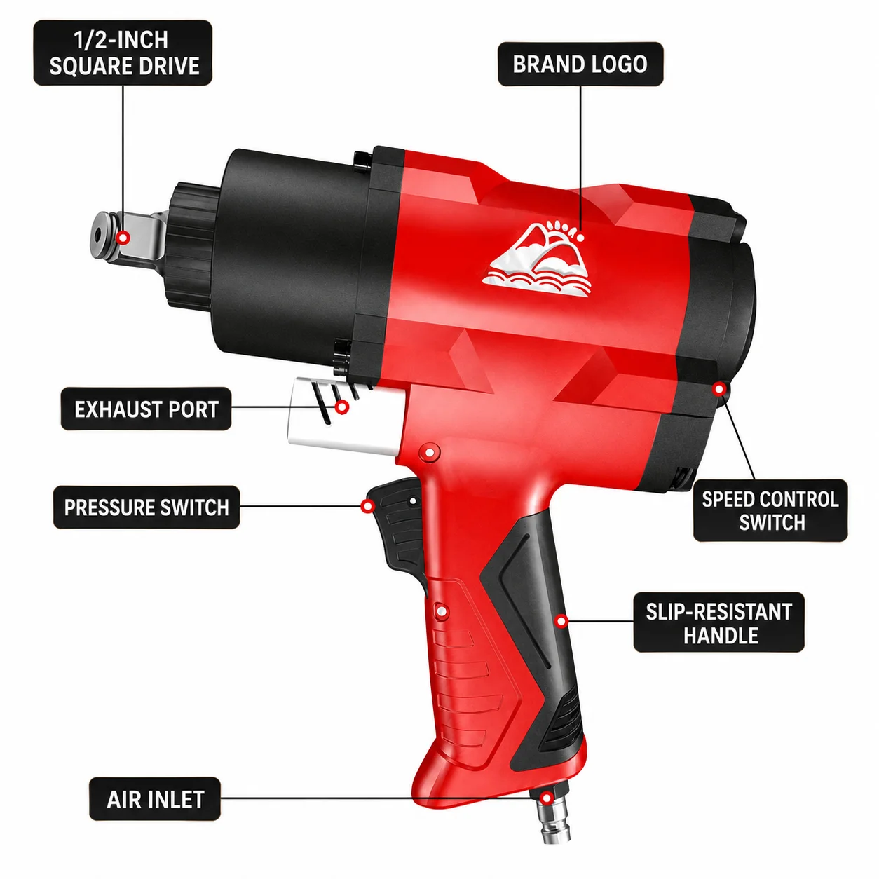 SEIKG 5215 Professional 1/2 Inch Pneumatic Impact Wrench 2100N.m Air Tool for Auto Repair