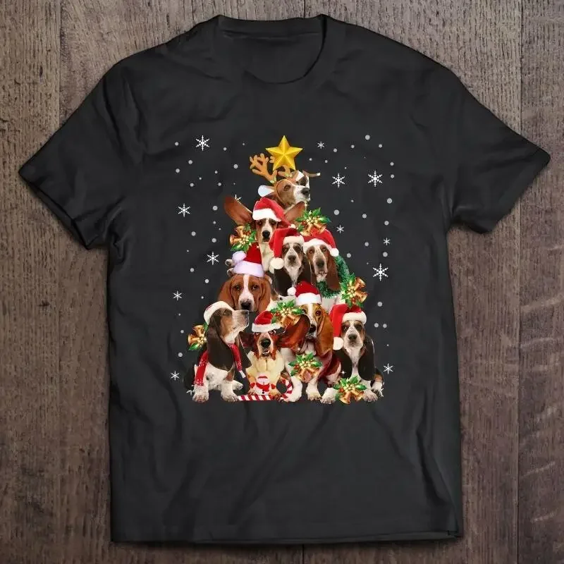 Basset Hound Christmas Holiday Black Men S 234Xl T Shirt