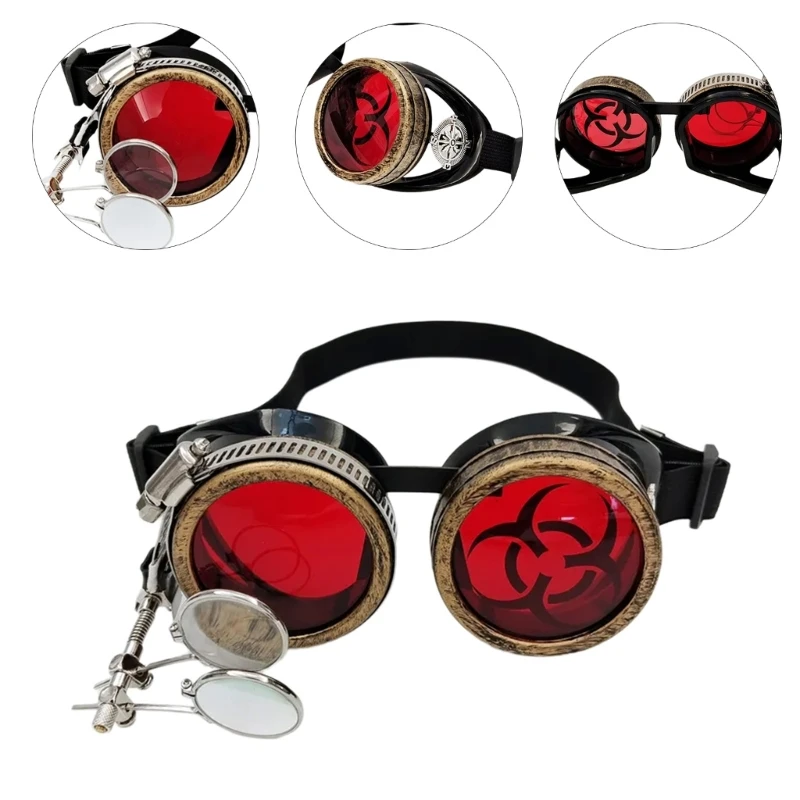 Retro Steampunk Goggles Victorian Goggles Gothic Glasses Halloween Cosplay Glasses for Festivals Theme Parties