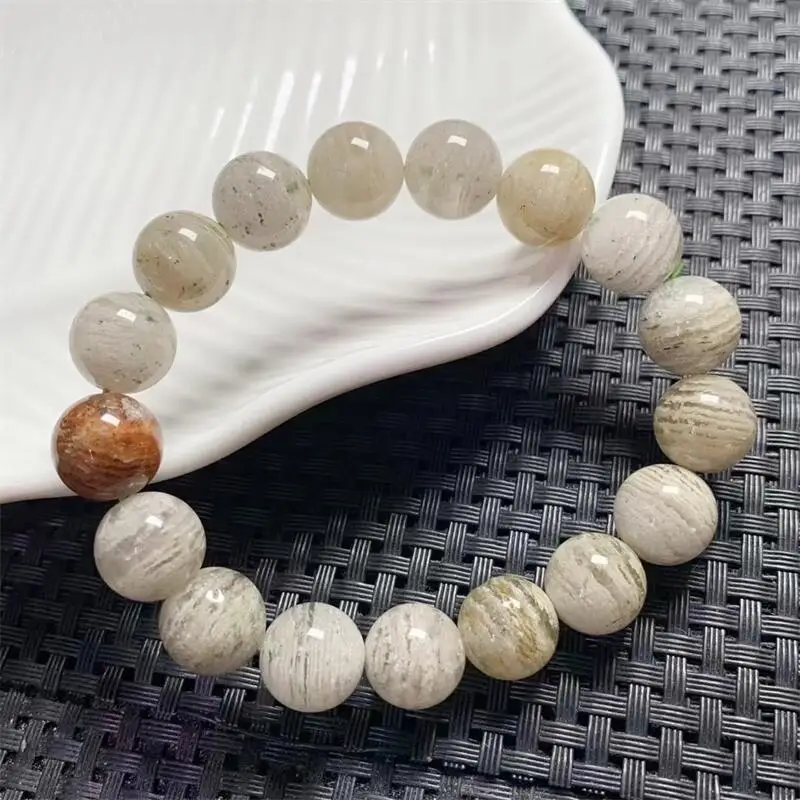 

12MM Natural Thousands Of Layers Of Ghost Quartz Bracelet Handmade Fortune Energy Bangle Mineral Woman Amulet Jewelry Gift 1PCS