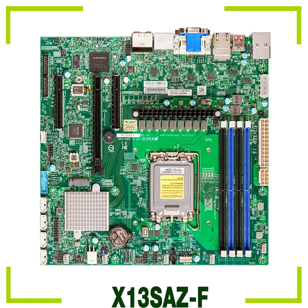 

Dual NIC Motherboard PCIE 5.0 M.2 DDR5 DP HDMI Support I9 I7 I5 I3 For Supermicro X13SAZ-F