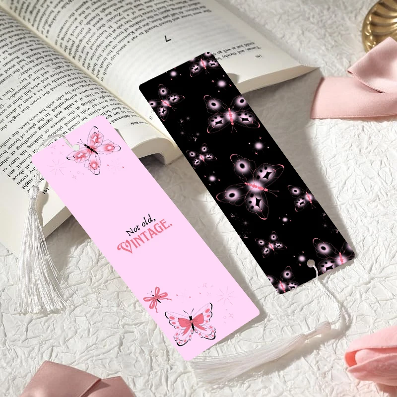 

2 PET printed bookmarks to add fun to reading, the perfect back-to-school gift for campus (random tassel color)