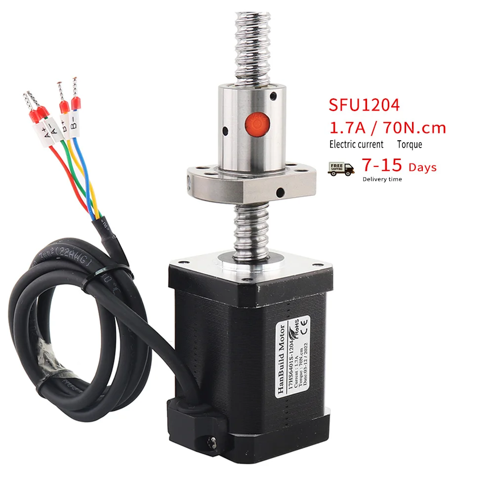 HanBuild  1.7A 70N.CM angle 1.8 degrees 17hs6401S-SFU1204 300mm for 3D printer motor nema17 12V 42 stepper motor ball screw