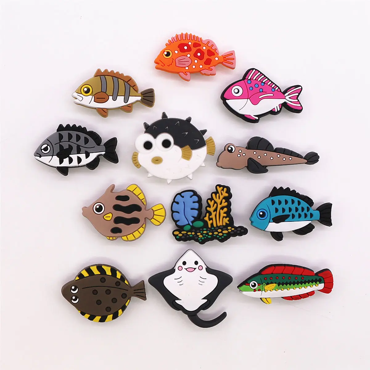 1 Pcs Pack Cute Fish Shapes Shoe Charms Accessories Pufferfish Grouper Shoe Decorations Jeans Pins Clogs Badge Unisex Gifts image 4