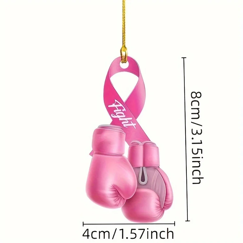1PC New pink boxing gloves car rearview mirror flat decoration pendant