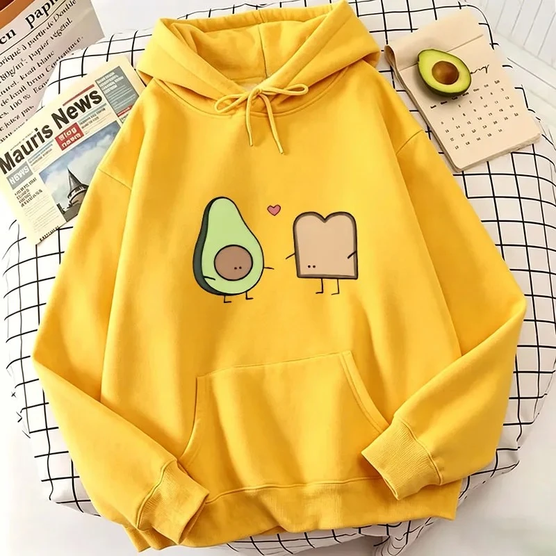 Kawaii Avocado Love Print Hoodie Herbst Winter Casual Hoodie Sweatshirt Damen Pullover mit Tasche 2000er Jahre Damen Hochwertiges Oberteil – Detail 8
