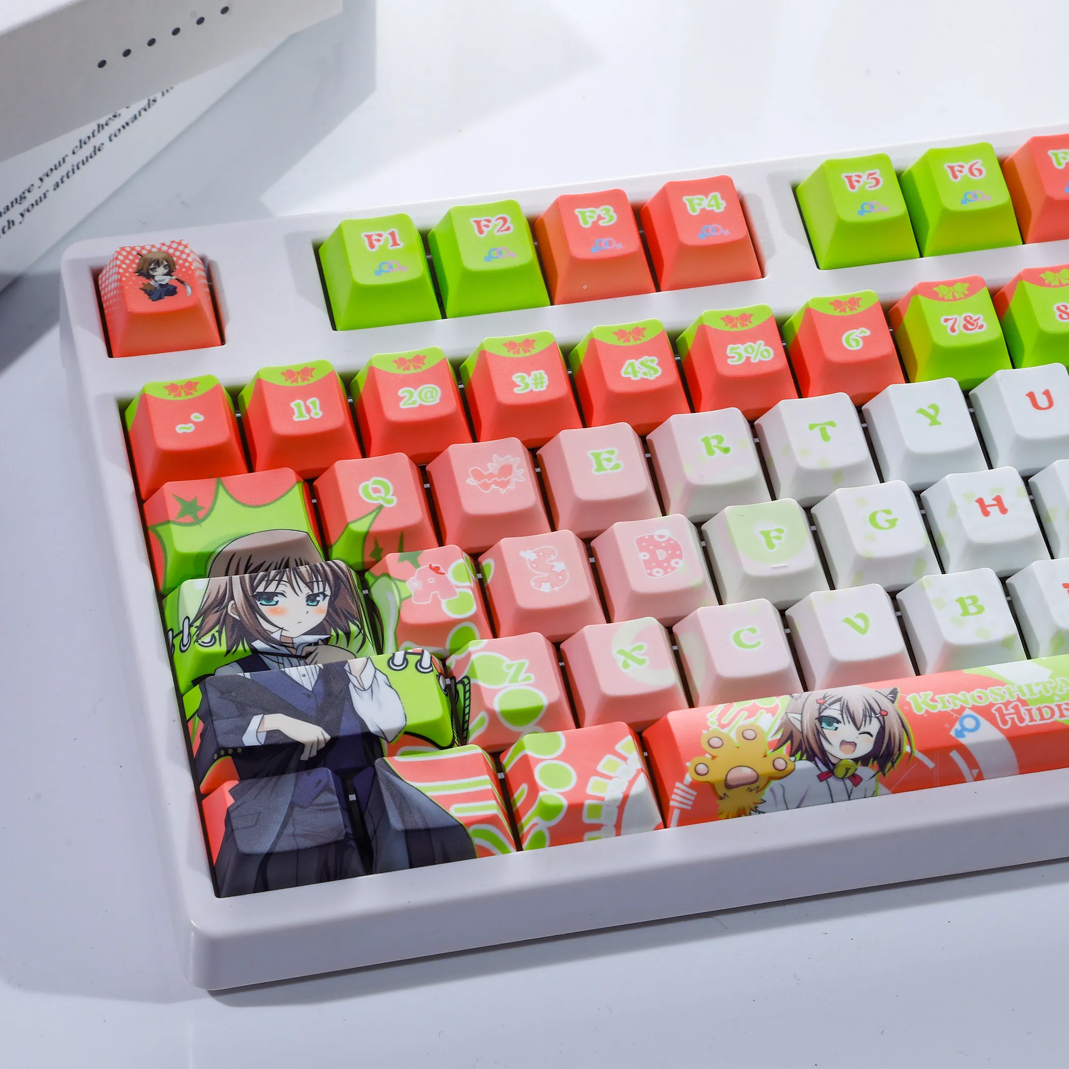 Kinoshita Hideyoshi 120 PBT Keycap Baka Test DYE Sublimation Key Cover Cherry Cross MX Switch Key Caps for Mechanical Keyboard