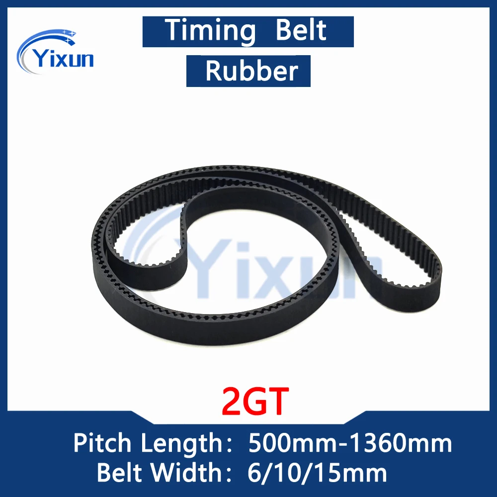 Rubber Timing Belt 2GT Length 500-1360mm Width 6/10/15mm G2M 2M Synchronous Belt For 3D Printer Pitch 2mm GT2 Drive Toothed Belt