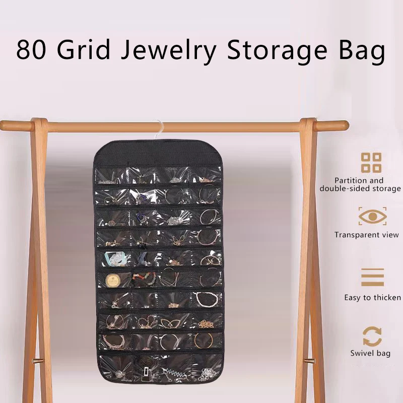 Double-sided Hanging Storage Bag Jewelry Rack Necklace Bracelet Earrings Ring Jewelry Storage Bag Jewelry Display Stand