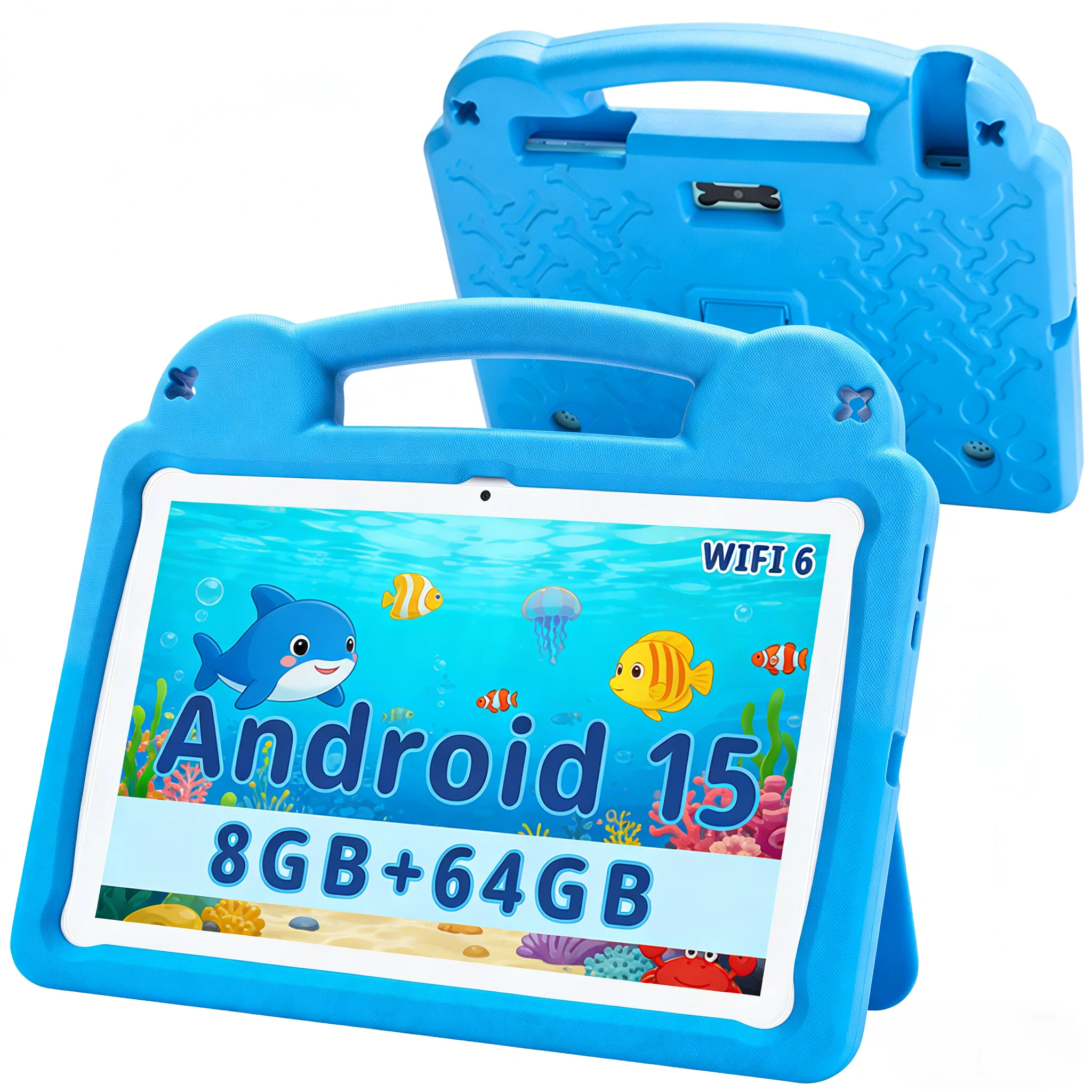 Paitanry Kids Tablet 10.1 Inch Android 15 8GB RAM 64GB Storage 5000mAh Parental Control Anti-Drop Kid Case Educational Tablet