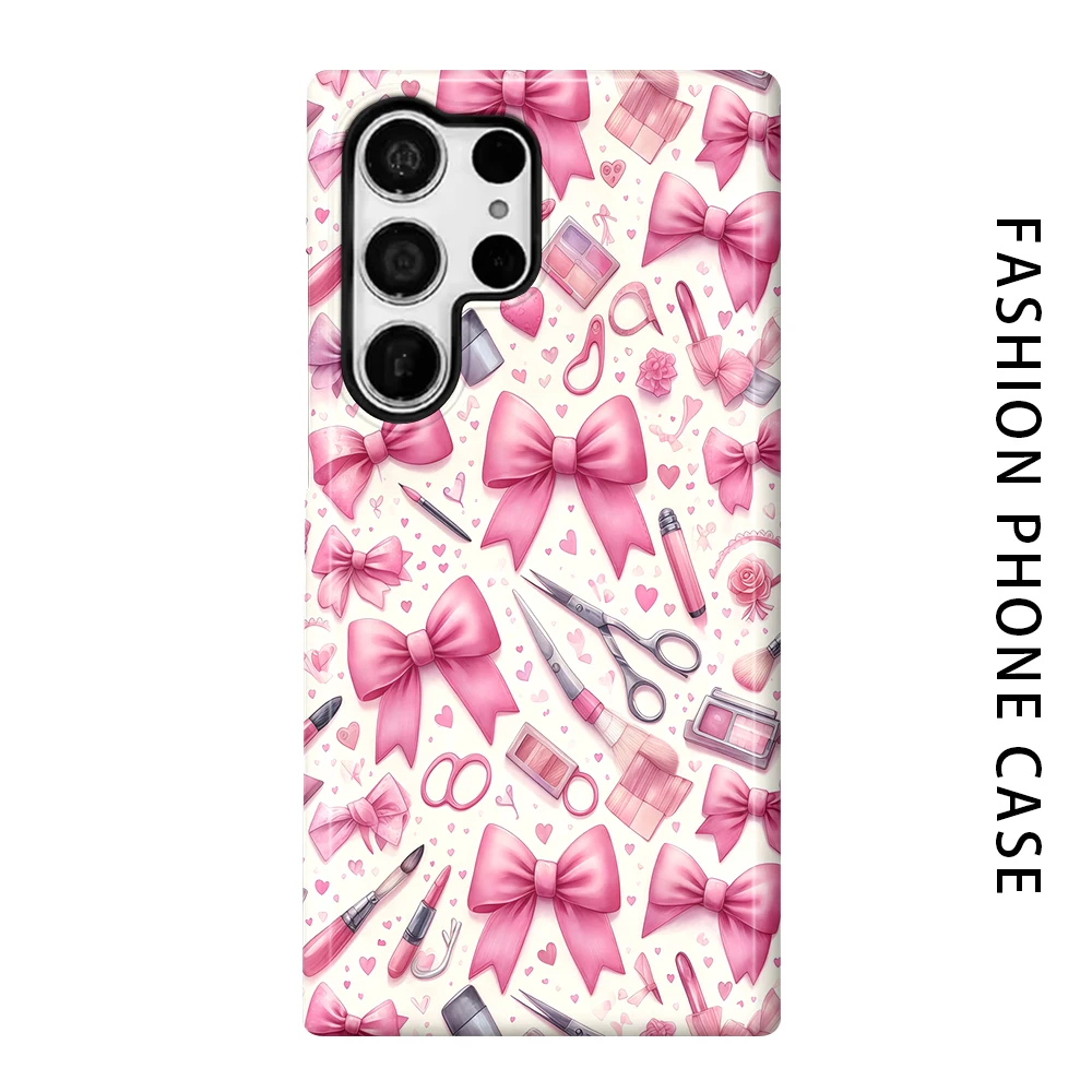 Beauty Bow Phone Case for For Samsung Galaxy S26 S25 S24 S23 S20 FE A56 A36 Ultra Glossy HD Hard Cover Film Shell