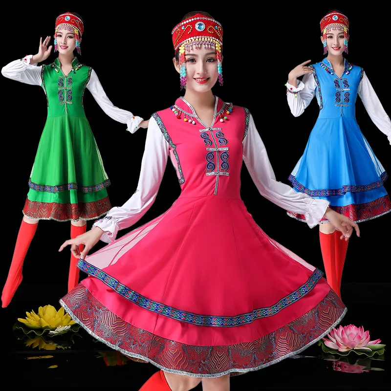 Mongolian clothing, female adults, ethnic minority performance clothing, Tibetan dance performance clothing, Mongolian robe, lar