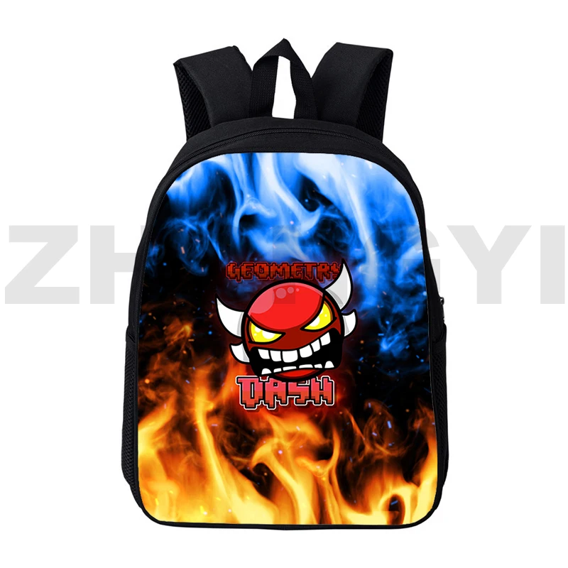 Mochila Zangada Geometry Dash para crianças, Sacos escolares dos desenhos animados, Bookbag primário para adolescentes, Mochila de viagem portátil impermeável, Novo