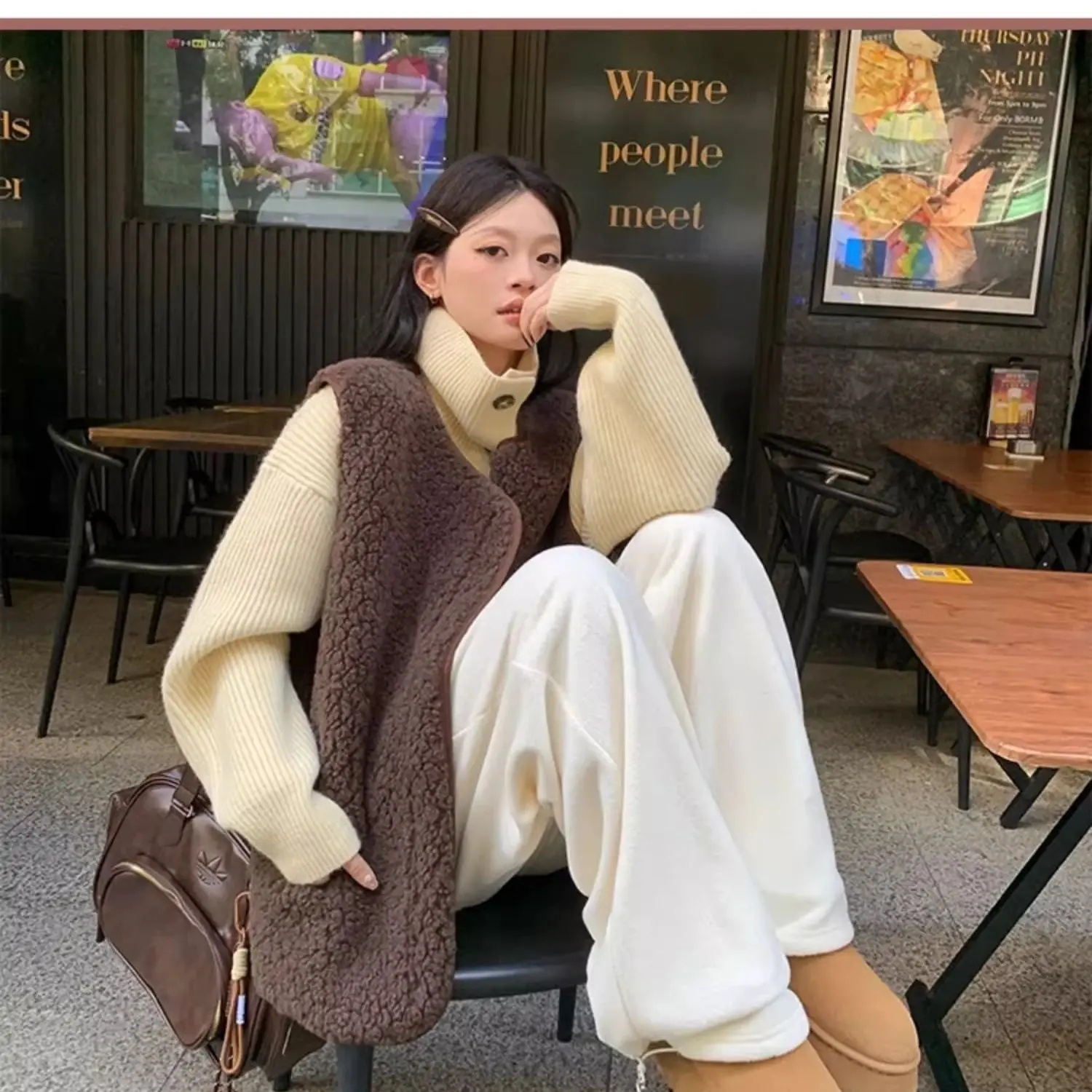 

Жилеты Жилеты Толстый женский жилет Формальный осенний твидовый двубортный воротник-стойка Академическая школа Классический консервативный модный