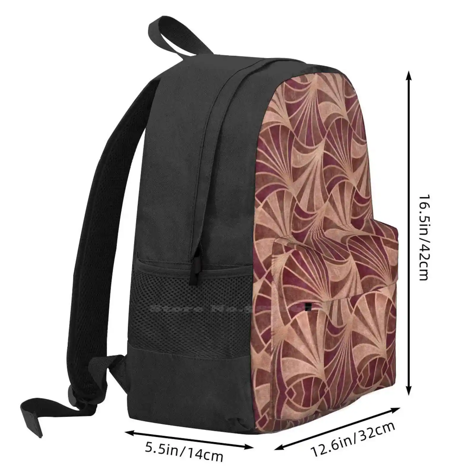 Art Deco Fans School Bags Travel Laptop Backpack Art Fans Stylish Royal Fall Colors Art Aesthetics Kudelmainen 21gp9995