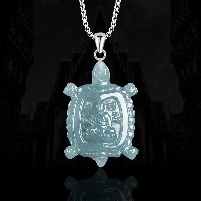 

Jia Le/ Hand-carved/925 Silver Inlaid Blue Water Dragon Po Liu Caigui Necklace Pendant Personalized Jewelry Men and Women Amulet