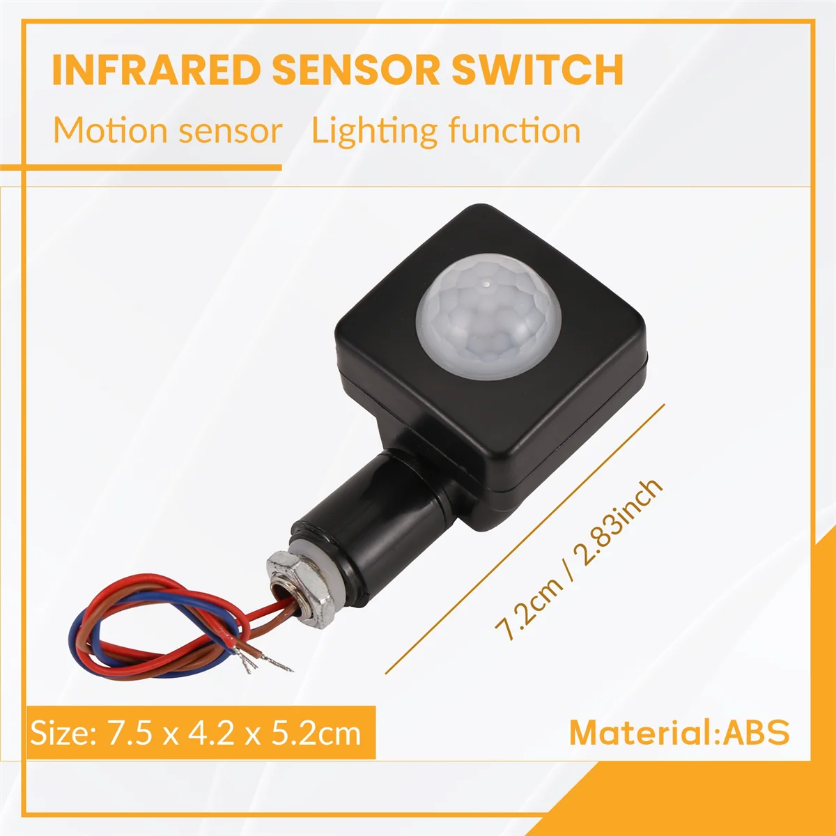 T85C 220V Mini Human Body Infrared Sensor Infrared Body Sensor Switch LED Flood Light PIR Motion Sensor Adjustable Black