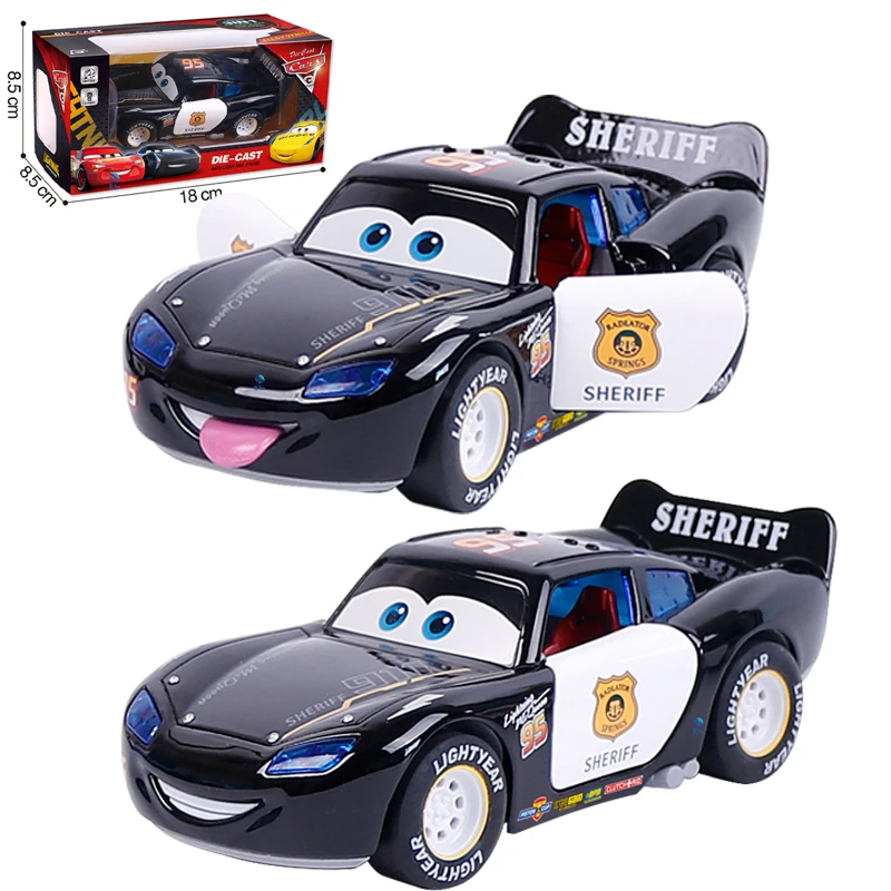 Disney Cars Alloy Car Toy Lightning McQueen Model Lights music Open Door Pull-back 3 generations Child boy Birthday Gift