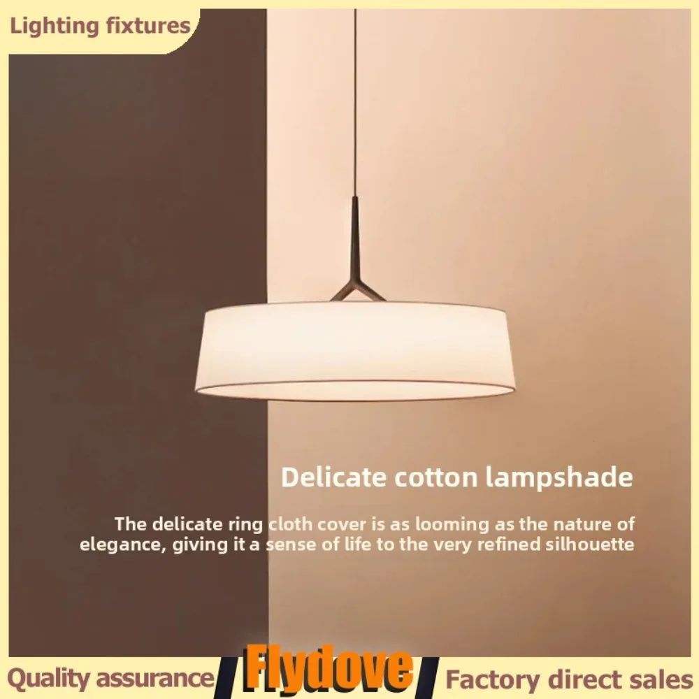 

PC Fabric Cloth Cover Circular Chandelier Dining Room Living Room Bedroom LED Home Ceiling Hanging Decorative Lighting Fixtures