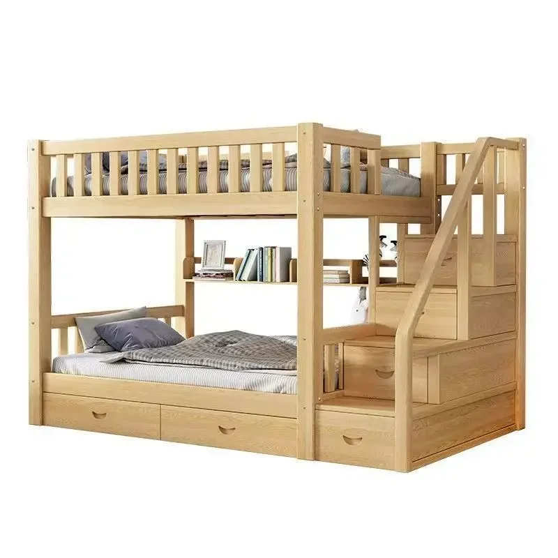 High and low double-layer thickened bed for children and mothers, two-layer bed, and two-layer thickened solid wood bed.