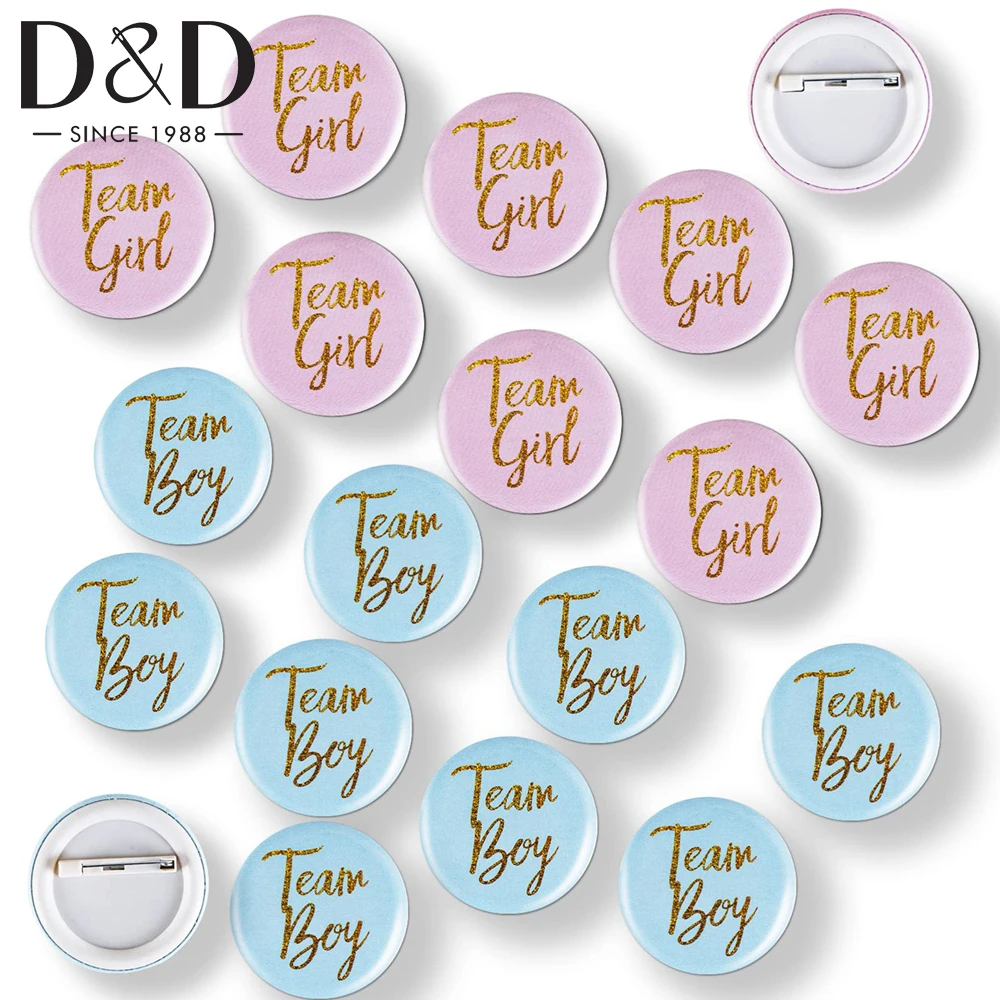 50Pcs/Set Gender Reveal Button Badge Baby Pink Blue Button Pin For Baby Shower Party Favors Gender Reveal Party Supplies