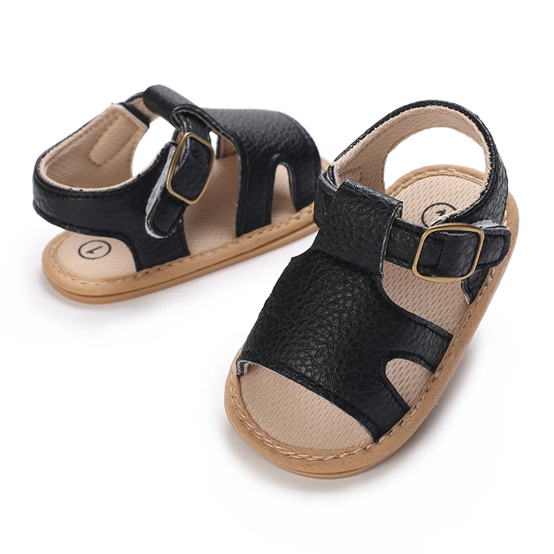 صنادل أطفال عصرية 0-18 متر مع جزء علوي من البولي يوريثان عالي الجودة ونعل ناعم مضاد للانزلاق وأصابع مكشوفة للصيف والمشي الأول