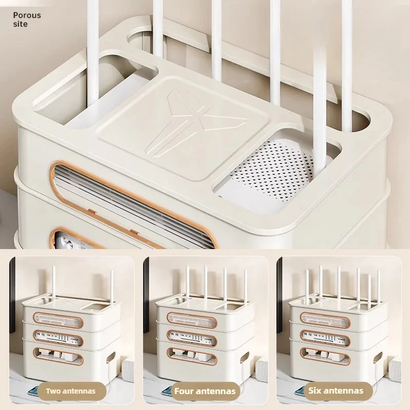 Multi-Function WiFi Electroplated Router Storage Box Office TV Set-Top Box Holder Multi-Port Wireless Modem Decorative Shelf