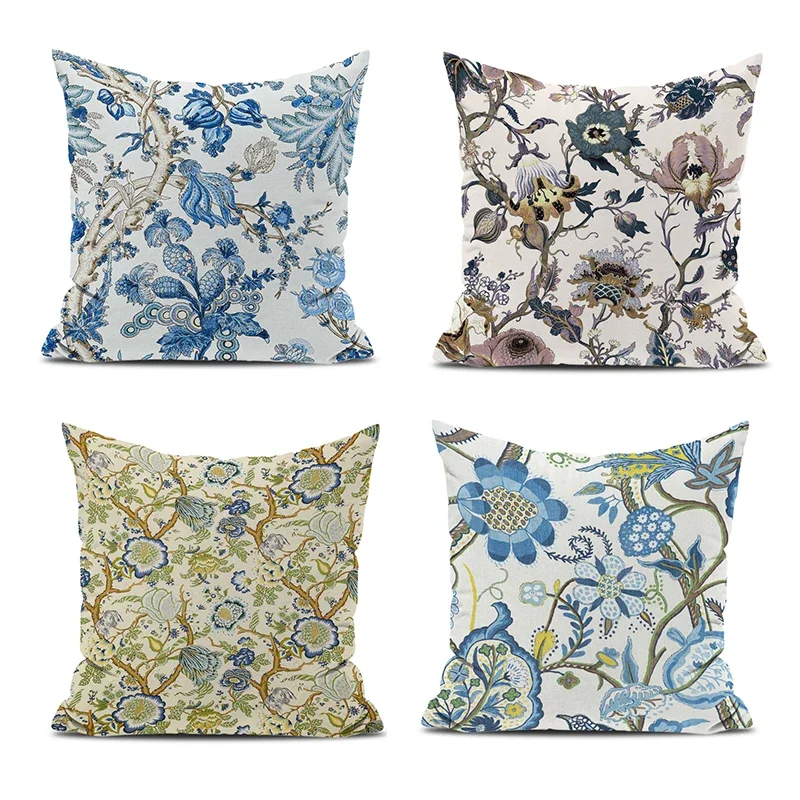 Decorative Cushion Cover Hampton Style Flowers Pillowcase 40x40 Sleeping Pillows Sofa Cushions Couple Pillow Pillowcases 50x50