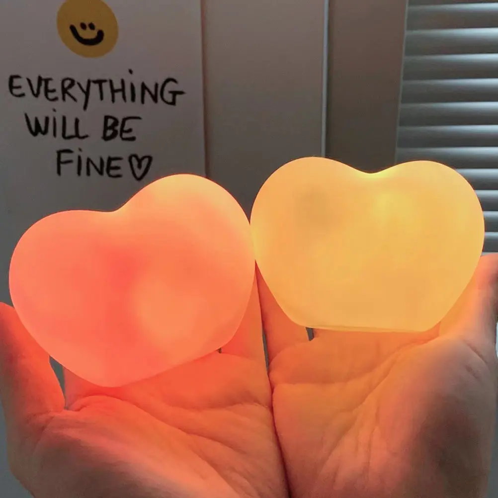 

2pcs Heart Shape Decorative Night Lamps Creative Bedside Table Lamps Home Led Lights For Room Decoration Warm Lighting Unique