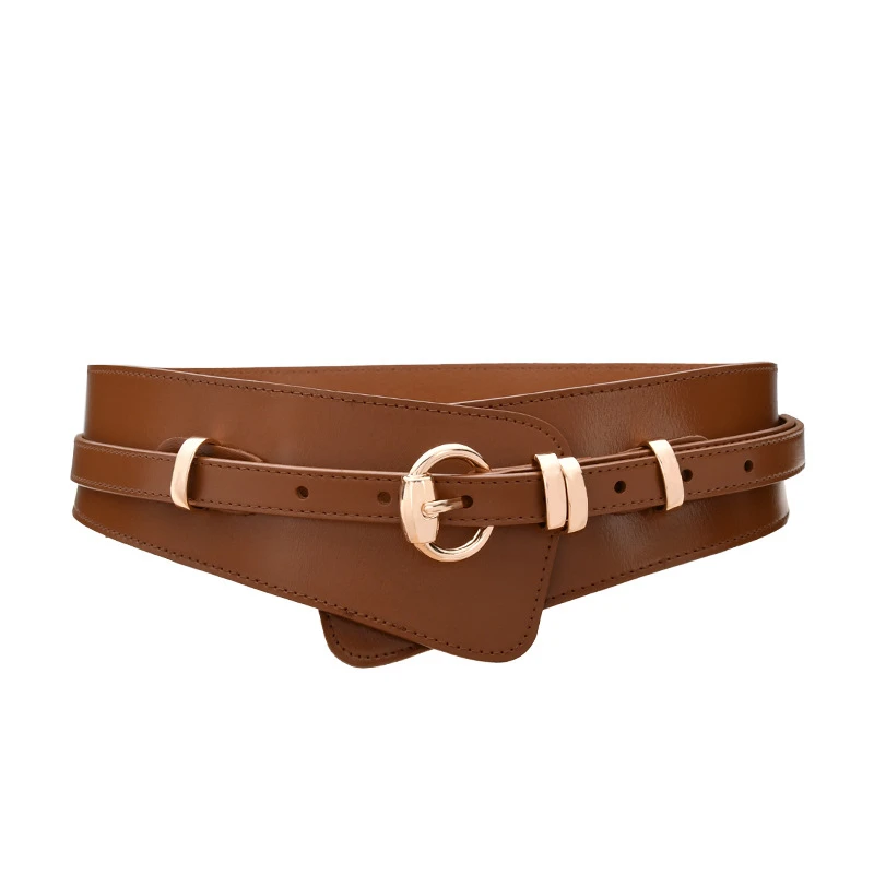 Fashion genuine leather pin buckle ladies wide belt trench coat waist belt ladies wide belt cowhide waist belt