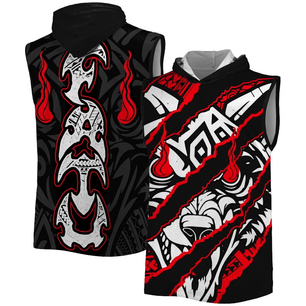 Men's Black Jacob Fatu Claw Mark Hooded Tank 3D Printed Quick Drying Breathable Gym Tank Top Sports Casual Sleeveless Hoodie