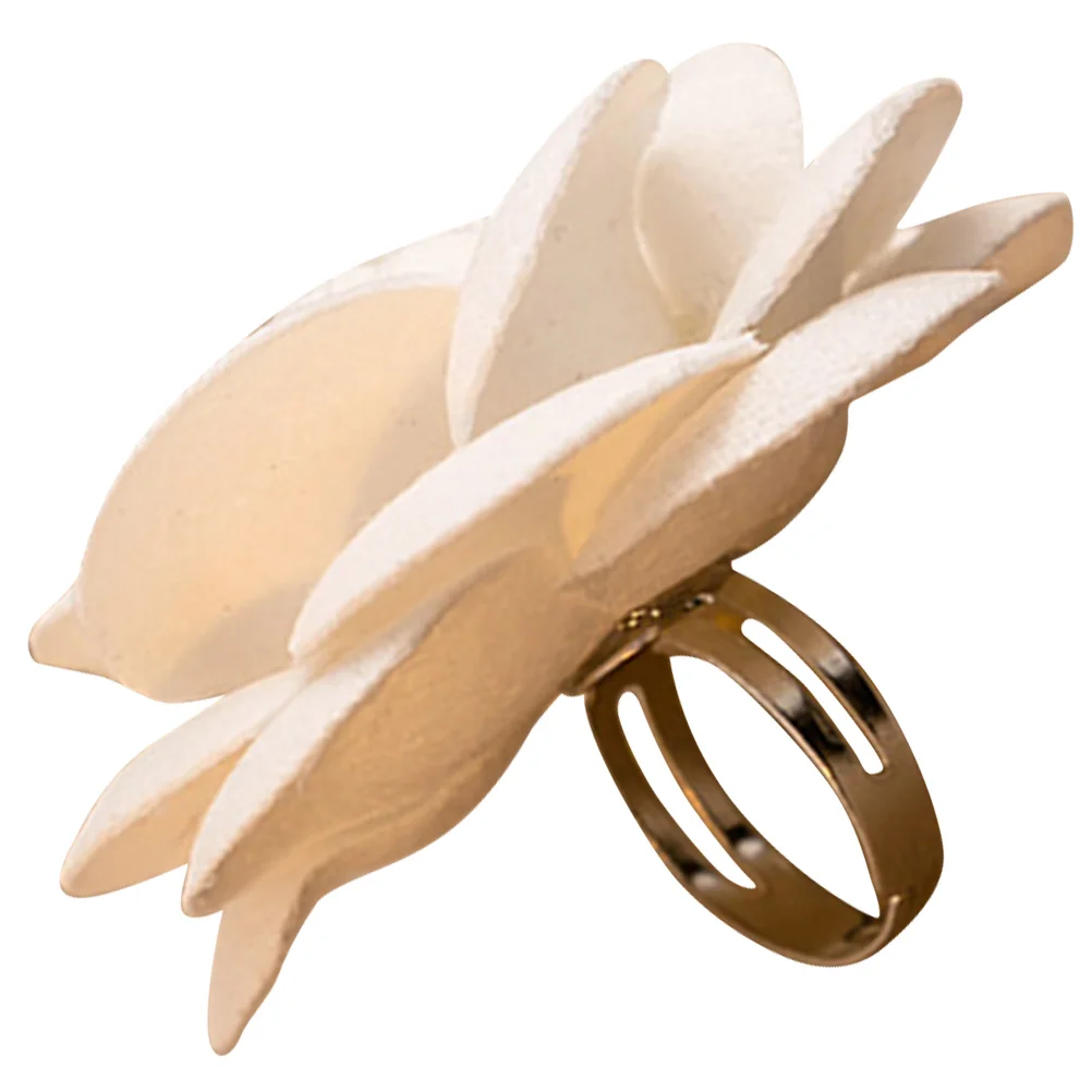 

1pc Flower Ring For Women Elegant Cloth Floral Jewelry Gift Daily Wear Party Wedding Decoration Ring