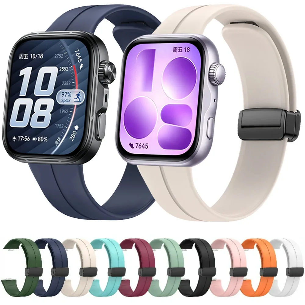 Silikonarmband für Huawei Watch Fit 5 Pro/5/4/3, austauschbares Armband mit magnetischer Schnalle für Huawei Watch Fit 5 Pro/4 Pro