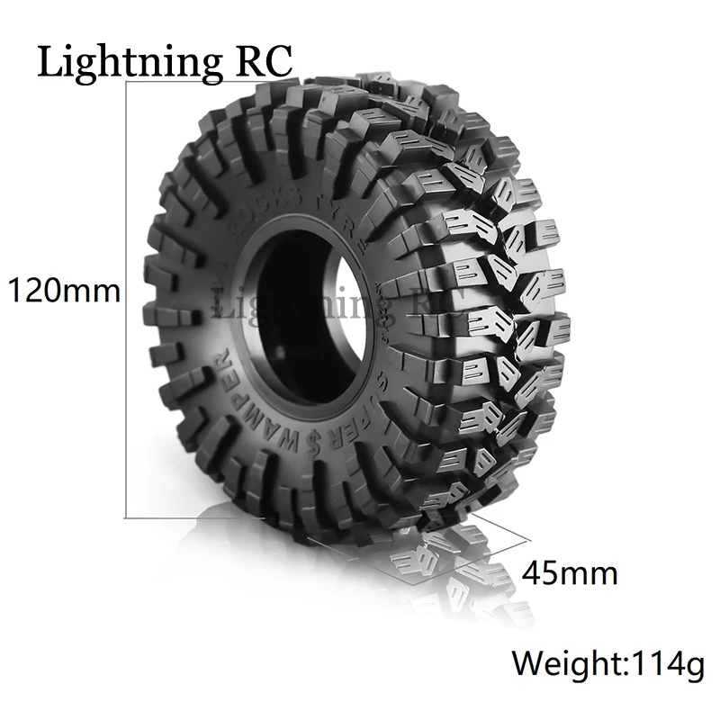 

4pcs 120mm 1.9 Rubber Tire Wheel Tyre for 1/10 RC Crawler Car TRX4 RC4WD D90 Axial SCX10 90046 II III Redcat