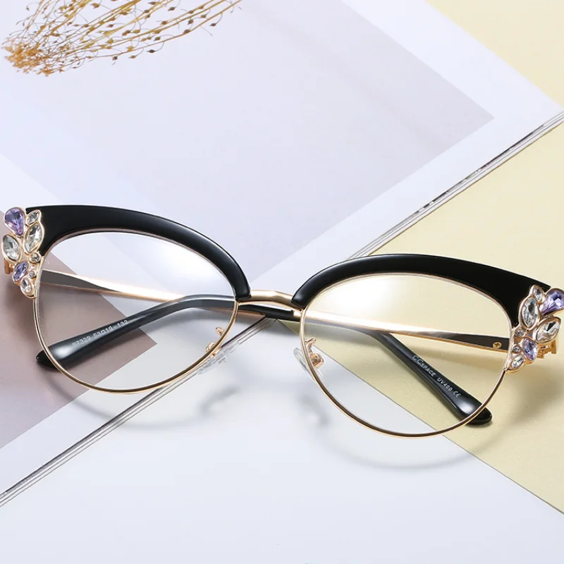 Gafas de bloqueo de luz azul para hombres y mujeres, Marcos ópticos de ojo de gato Retro, lentes transparentes, gafas de lectura graduadas