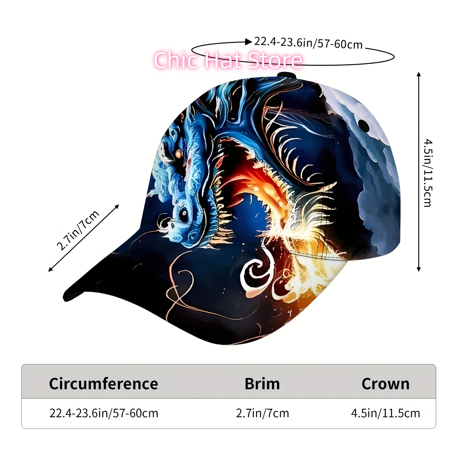 1pc Dragon Graffiti Baseball Cap - 100% Polyester, Lightweight, Adjustable Sports Hat,, Machine Washable, Ideal for Outdoor Acti