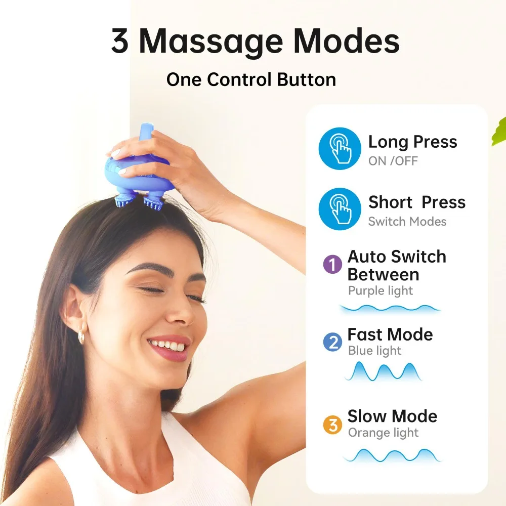 High Quality Mini Cordless Scalp Massager Waterproof 4 Claws Head Massager Relieve Stress Multipurpose Cat Head Scratcher