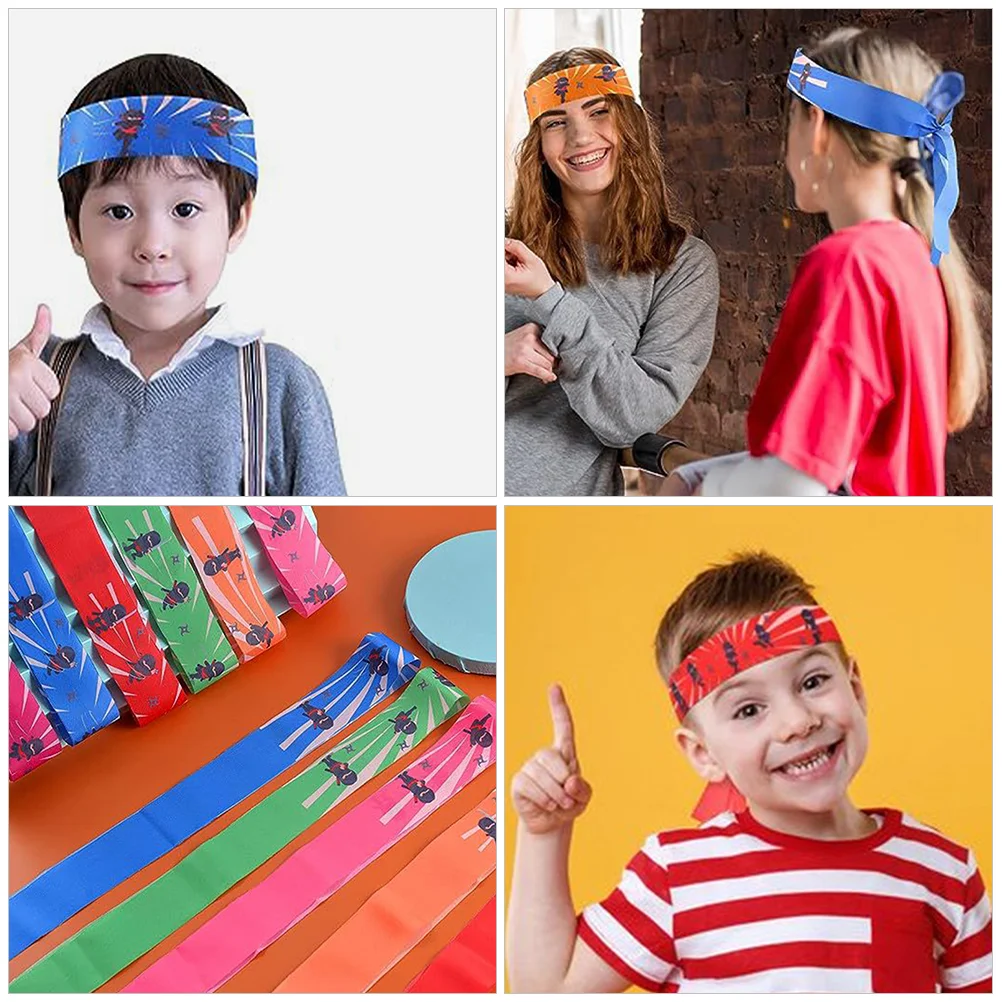 12 Pcs Headband 6 Colors Each 2 Reusable Breathable Ninja Karate Samurai Headbands for Sports Daily Wear Kids Students Fitness