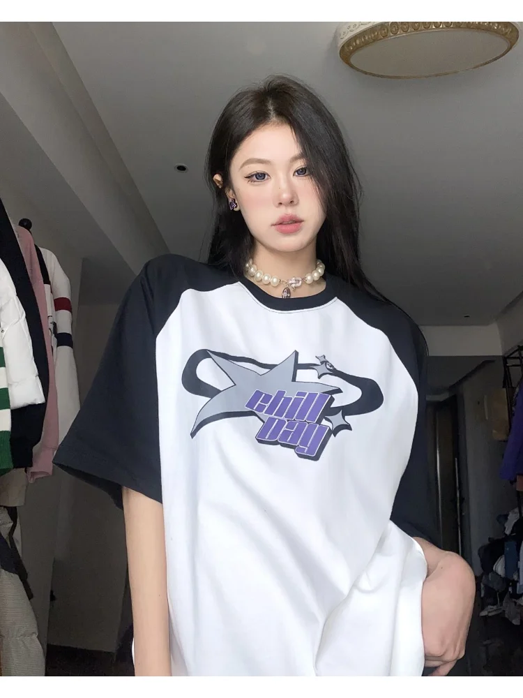 Y2K Korean Vintage Streetwear Casual Acubi Harajuku Egirl Short Sleeve T-Shirts Grunge Aesthetics Oversized Tees Tops Clothes