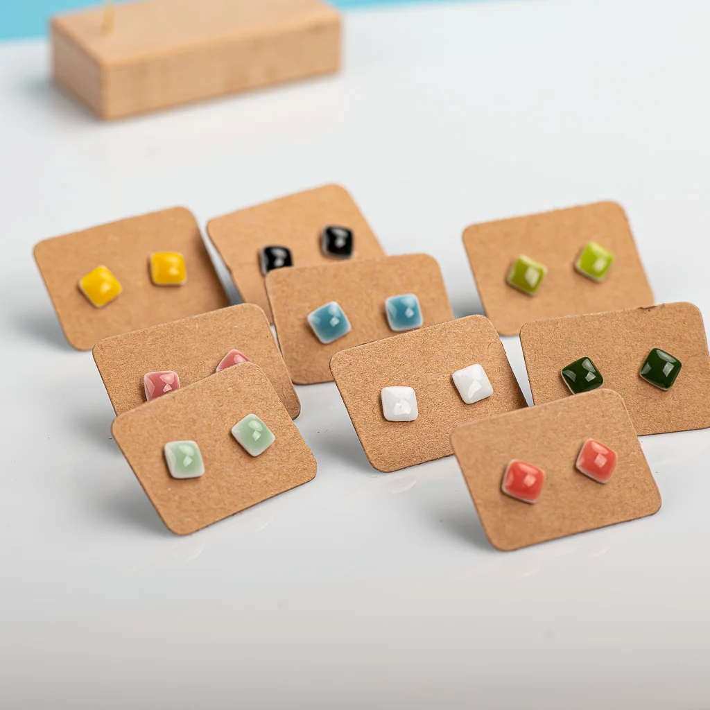 Small And Cute Porcelain Multicolor Earrings Anti-allergic #LY419  joyas парные anime jewelry joias feminina