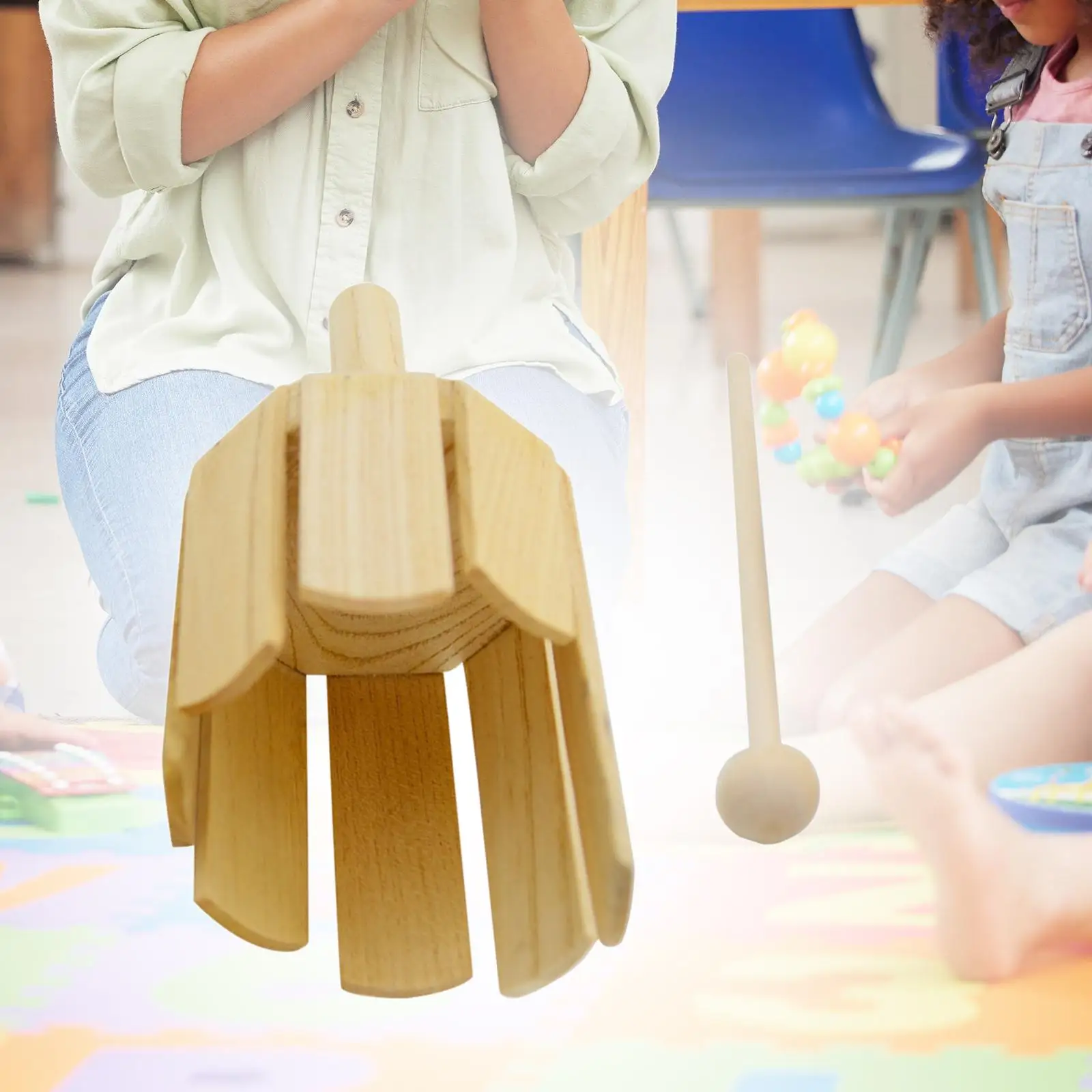 Sound Tube Percussion Toy Wood Sounder with Mallet for Music Lessons Outside