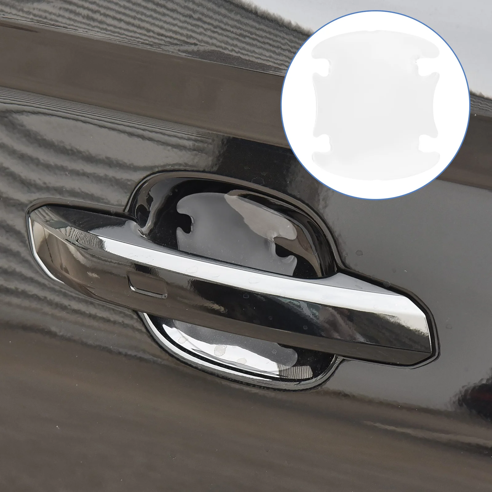 

4Pcs Clear Car Door Handle Bowl Protector Scratch Protection Robust PVC Material Easy to Apply Universal Fit Exterior