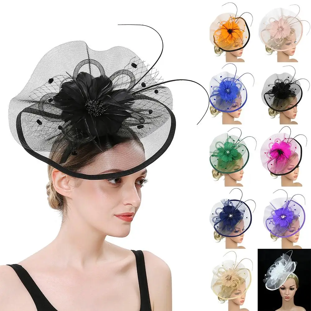 Kentuck-y Derby Women's Fascinators Wedding Cocktail Ghode Jatra Headpiece Mesh Flower Headwear Tea Party Headband for Women