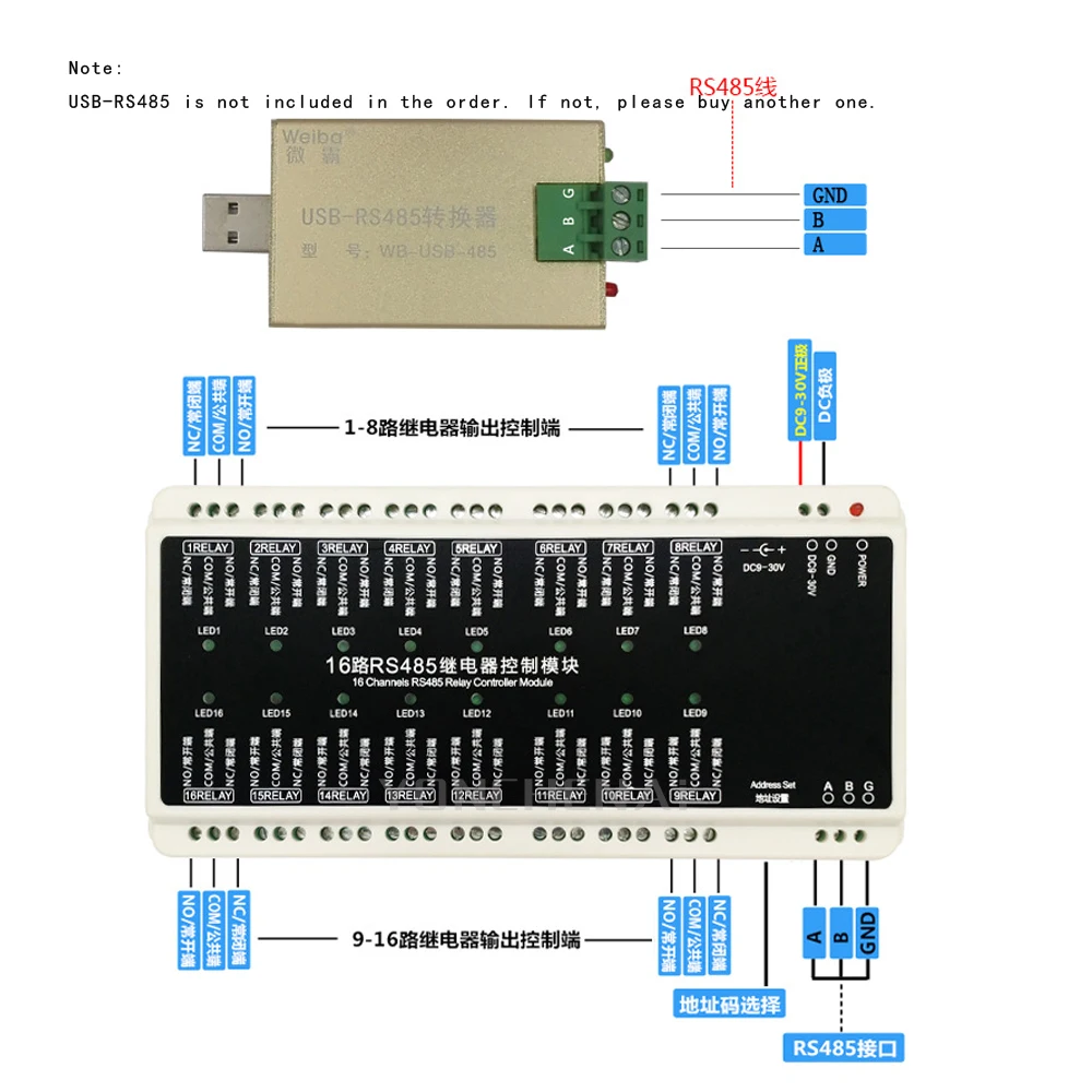 Multi-Channel RS485 Communication Relay Control Module /PLC Automatic Intelligent Switch/IOT Monitoring Module