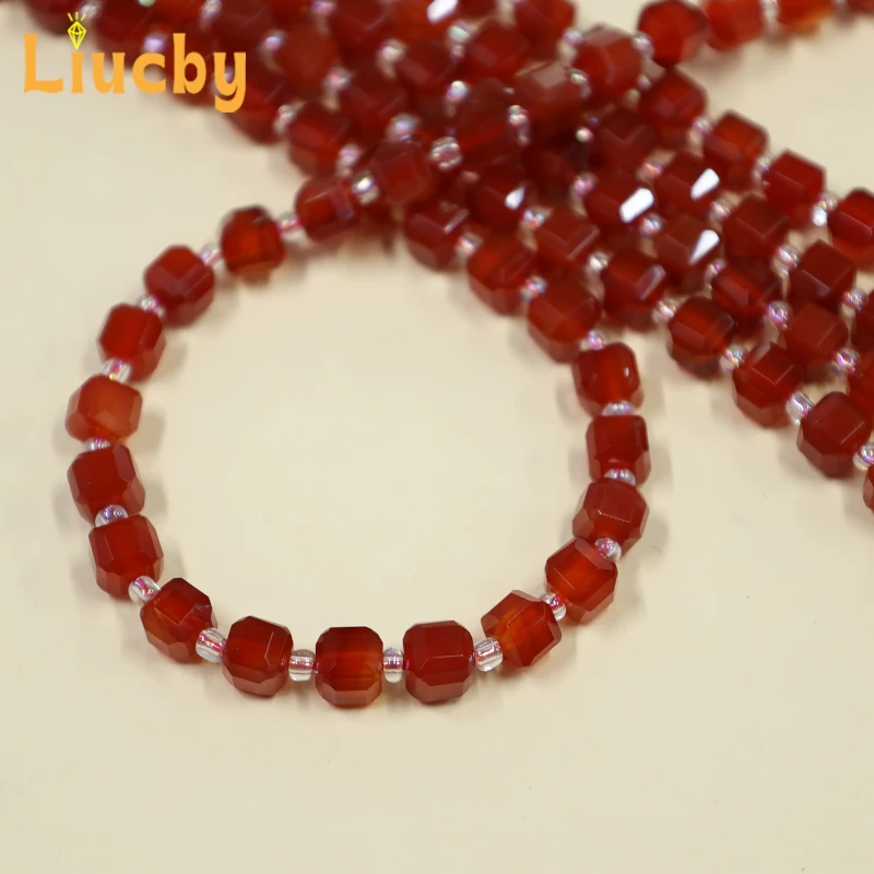 Red agate sugar cube Natural Stone Red agate gemstone Beads For Jewelry Making DIY Women's earrings keychain 15''Strand 6/8/10MM