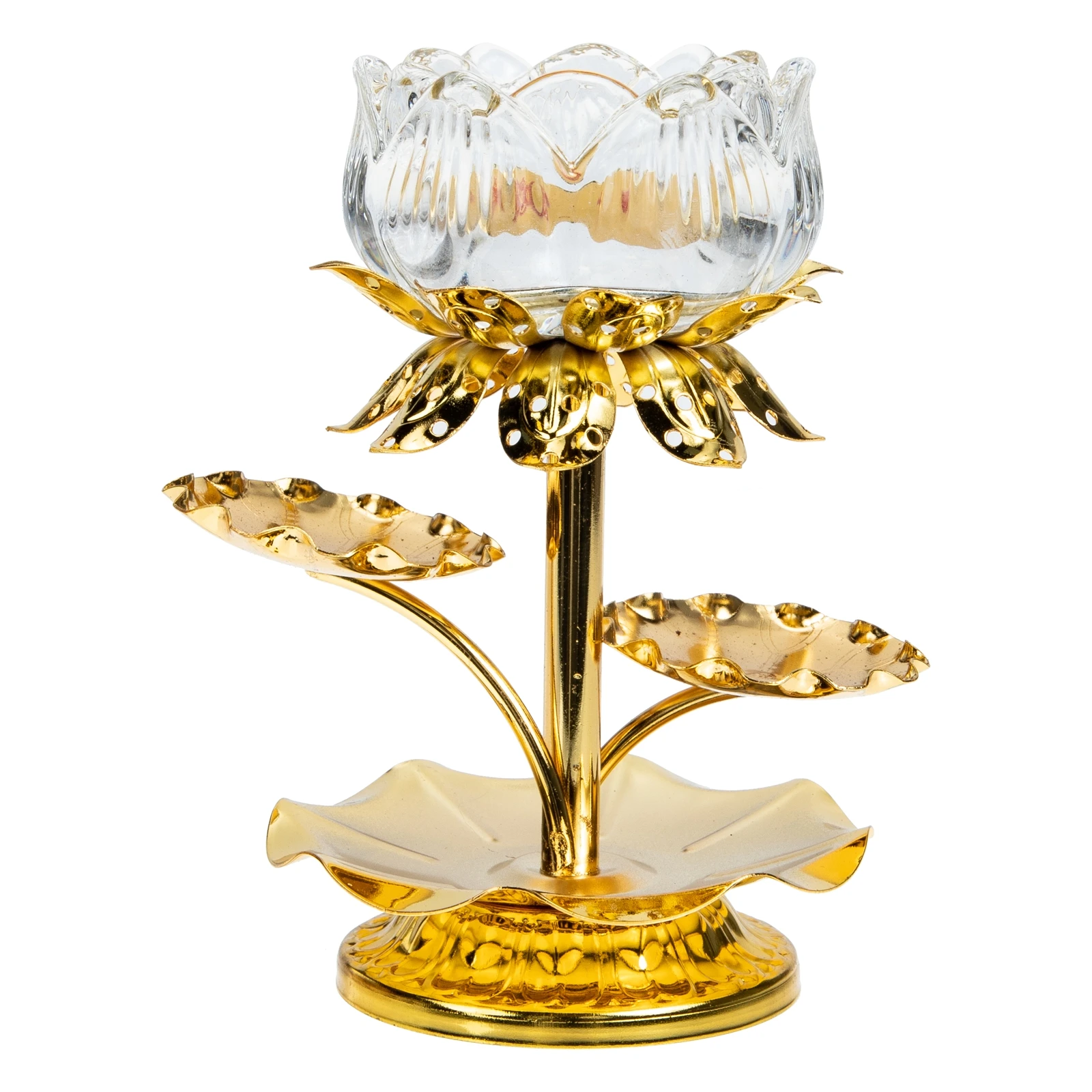 

Glass Lotus Prayer Candlestick Non-Slip Stand for Dining Room Patio Table Centerpiece Home Decor