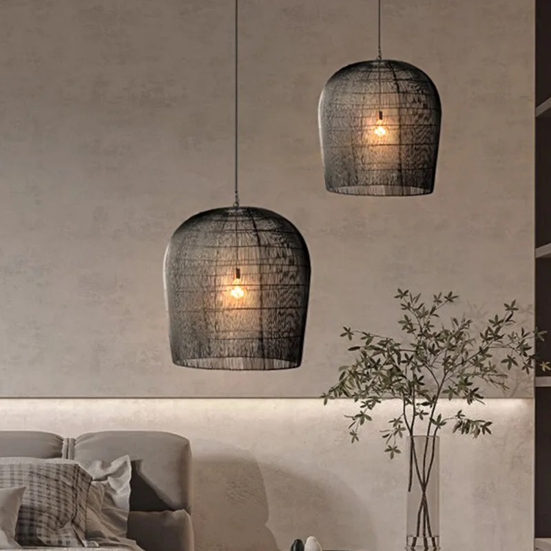 

Rattan chandelier Chinese restaurant tea room zen rattan art chandelier retro Japanese creative bedside chandelier