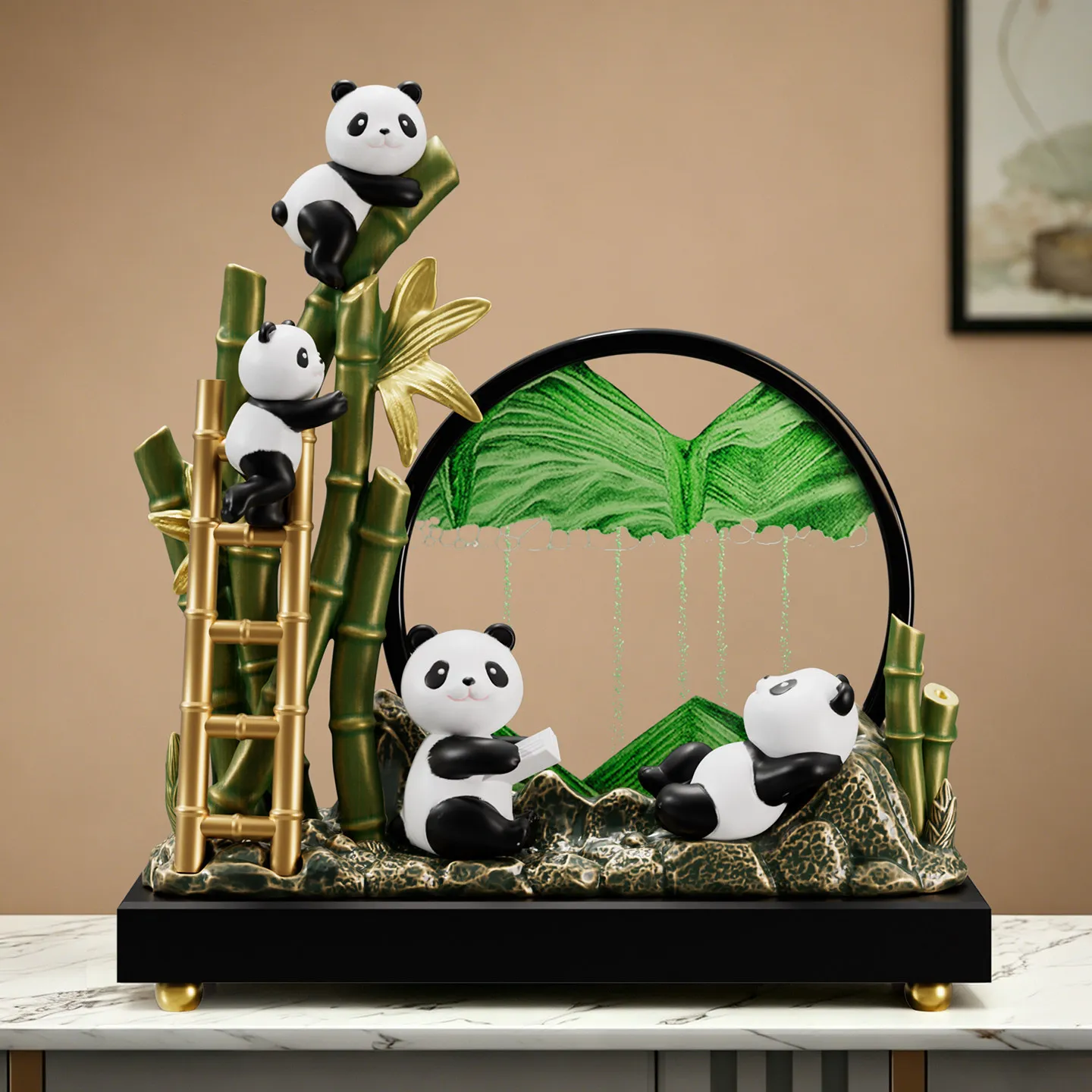 LMM panda souvenir national style merchandise surrounding quicksand painting ornament living room company souvenir